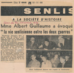 A la Société d'histoire, Mme Albert Guillaume a évoqué "la vie senlisienne entre les deux guerres"