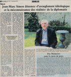 Jean-Marc Simon dénonce "l'aveuglement idéologique et la méconnaissance des réalités" de la diplomatie