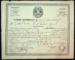 Certificat de nomination au grade de caporal de la compagnie des sapeurs pompiers de la Garde Nationale de Vez, délivré à Gilbert Nicolas vignette