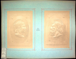 Paire de bas-relief en bronze - profils de deux personnages dont l'un porte la barbe vignette